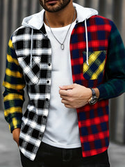Men's Exquisite Gift: New College Style Trendy Hooded Cardigan with Contrast Color Multi-Patch Drawstring Pocket Design