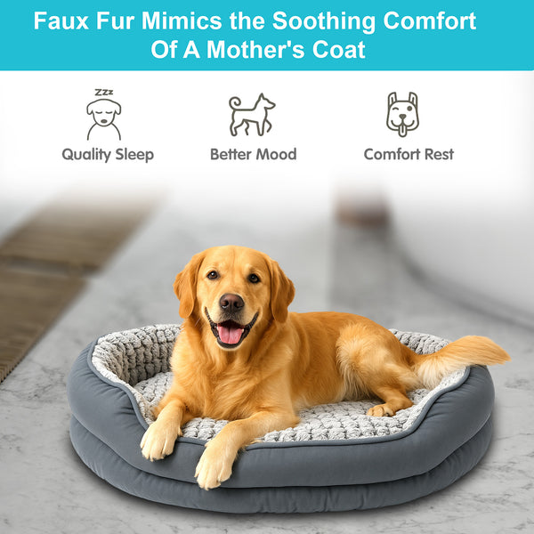 Dog Bed - Washable Rectangle Dog Beds, Anti-Anxiety, Soft Plush Non-Slip Bottom Pet Bed Mattress Mat Machine Washable