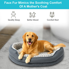 Dog Bed - Washable Rectangle Dog Beds, Anti-Anxiety, Soft Plush Non-Slip Bottom Pet Bed Mattress Mat Machine Washable