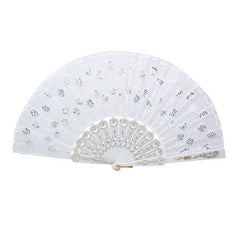 Spanish Lace Silk Folding Hand Held Dance Fan Flower Pattern for Party Wedding
