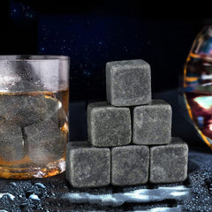 Whiskey Stones Gift Set 9pcs Luxury Wooden Box Chilling Rocks Ice Cubes Serve