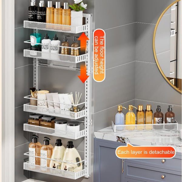 Heavy Duty 6-Tier Metal Over The Door/Wall Mounted Pantry Organizer - Space-Saving Vertical Kitchen Storage Shelf with Hanging Rack, Suitable for Cans, Spices, Pantry Organization - Easy Installation, Door/Wall Mountable