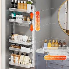 Heavy Duty 6-Tier Metal Over The Door/Wall Mounted Pantry Organizer - Space-Saving Vertical Kitchen Storage Shelf with Hanging Rack, Suitable for Cans, Spices, Pantry Organization - Easy Installation, Door/Wall Mountable