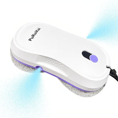 PuRuiKaiM8 Fully Automatic Plug-in Intelligent Window Cleaning Robot (2026 Latest Model) with Automatic Bidirectional Water Spray with Remote Control, 4.5-meter Anti Fall Safety Rope, Including 10 Cleaning Cloths And Spray Bottles