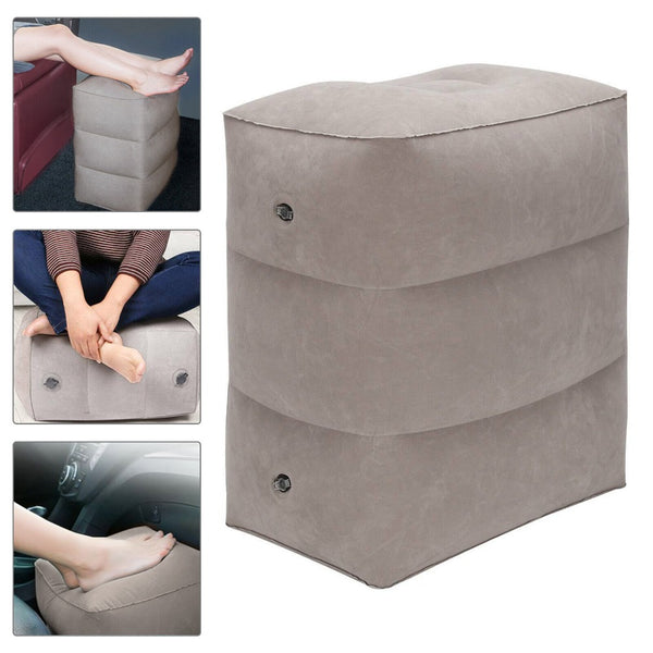Inflatable Foot Rest Pillow for Plane 3 Layers Adjustable Heights Leg Rest Cushion Airplane Travel Essentials Multifunctional Airplane Foot Rest for Office Home Travel