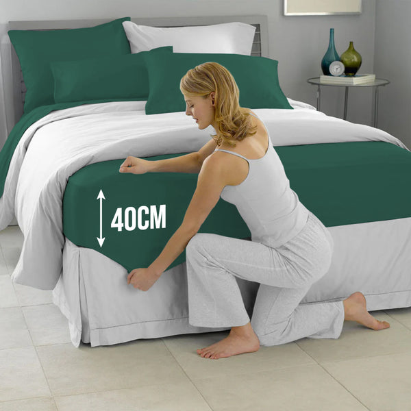 40cm Extra Deep Fitted Sheet – Solid Color Deep Pocket Sheet, Soft & Breathable Microfiber Bedding, All Seasons, Hotel-Quality, Machine Washable, Single, Double, King & Super King Sizes