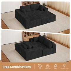 Modular Sectional Cloud Couches with L-Shaped Chaise | Corduroy Fabric Upholstered Deep Boneless Sofa for Living Room, Bedroom | Light, Memory Foam, Velvet Upholstery, Cushion-Back, No Assembly Required, Nalupatio Brand