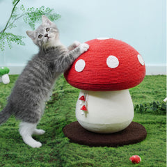 Creative Scratching Post Mushroom Cat Scratching Post Cute Mushroom Scratch Pad Cat Scratcher for Indoor Cats 28*28*34cm