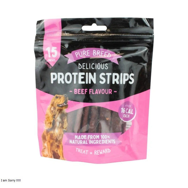 Protein Strips Beef Flavour, 3.9 Inch of Savoury Beef Strips for Dogs & Puppies, High Protein Dog Treats, Chewy Training Snacks, Easily Digestible in Resealable Pack
