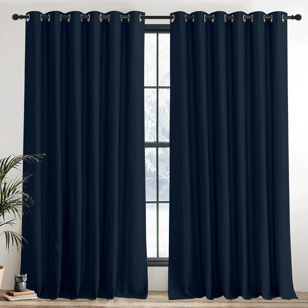 PONY DANCE Grey Blackout Thermal Insulated Curtains for Bedroom, 46 X 54 Inch Short Eyelet Curtains & Drapes, Soft Black Out 2 Panels for Window Living Room/Kitchen