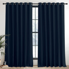 PONY DANCE Grey Blackout Thermal Insulated Curtains for Bedroom, 46 X 54 Inch Short Eyelet Curtains & Drapes, Soft Black Out 2 Panels for Window Living Room/Kitchen