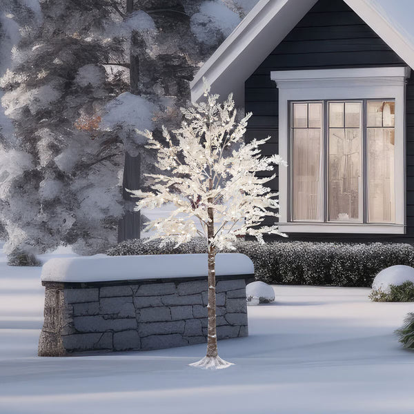 7Ft Flocked LED Cedar Tree with Twinkling Lights