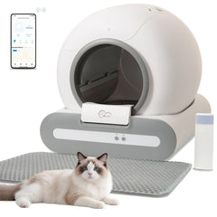 DOEL Self-Cleaning Cat Litter Box Automatic Cat Litter Box with Litter Mat And Trash Bags 65L Large Capacity Cat Toilet App Control 2.4G Wifi, Without Battery