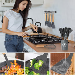 14pcs Silicone Kitchen Utensil Set - Easy Cooking And Baking Tools, Perfect for Holidays (Christmas, Valentine'S Day, St. Patrick'S Day, Graduation, Ramadan), Includes Kitchen Essentials | Modern Utensils Kitchen Additions for Every Home Chef