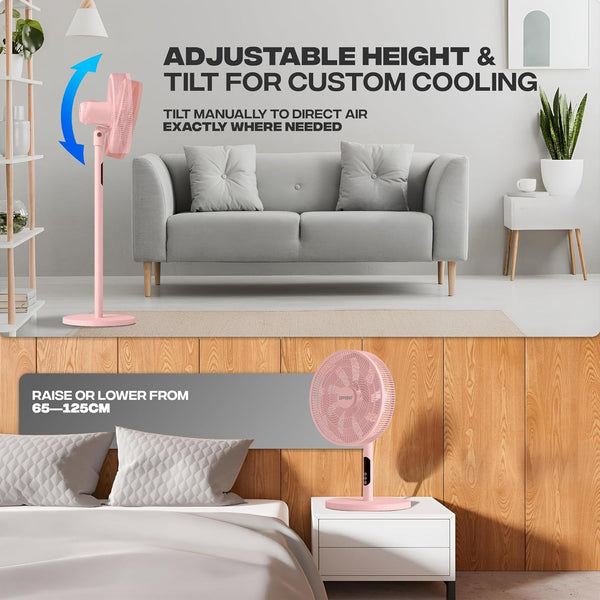 EPISENT 3-in-1 16 Inch Pedestal & Desk Fan with Remote Control – Adjustable Height 65-125cm, 3 Speed Settings, 9H Timer, Oscillating Cooling Fan for Home, Office & Bedroom