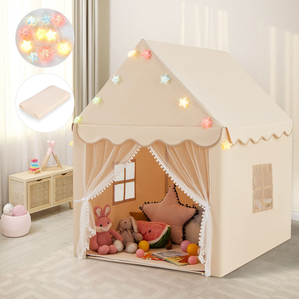 Large Kids Play House with Washable Mat and Star Lights