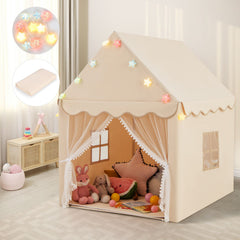 Large Kids Play House with Washable Mat and Star Lights