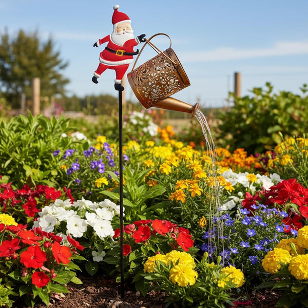 Christmas Santa Solar Kettle Lights Garden Lawn Christmas Lights Solar Santa Claus Watering Can with LED Light Kettle Ground Lamp for outside Patio Yard Christmas Gardening Gifts (Colorful Lights)