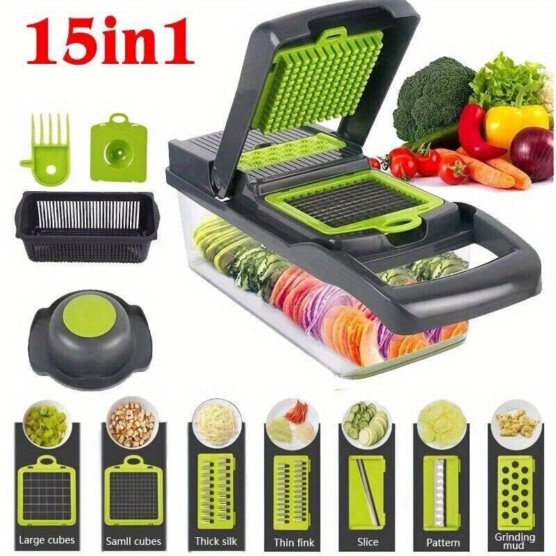 15in 1 Vegetable Chopper Salad Fruit Mandolin Slicer Food Dicer Cutter Peeler