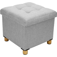 Folding Storage Ottoman Footstool with Lid Upholstered Ottoman Storage Box 38x38x32cm for Hallway Livingroom Bedroom Dark Grey
