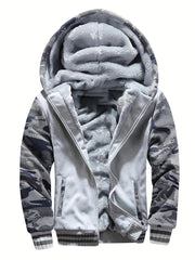 Men'S Cozy Fleece Hoodie, Stylish Color-Blocked Jacket for Autumn And Winter