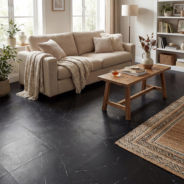 Marble Floor Tiles Self Adhesive, Vinyl Flooring Peel and Stick Floor Tiles Waterproof for Kitchen Living Room and Bathroom DIY Flooring 30x30cm 12pcs (1.08㎡)