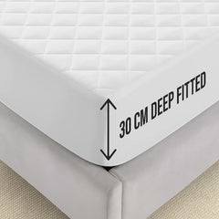 4B Quilted Waterproof Mattress Protector Extra Deep 30cm with Quilted Top Layer and All-Around Elastic, Designed for Stable Mattress Fit and Easy Maintenance, Suitable for Home Use, Guest Rooms and Let Properties, Available in Single Small Double 4FT Doub