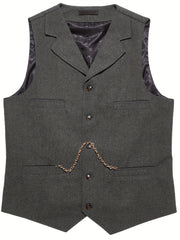 Men'S Vest Retro Fashion Groom Wedding Party Vest Men'S Herringbone Casual Business Waistcoat