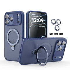 Phone Case - Matte Magnetic Stand Luxury Phone Case for Iphone 17, 16, 15 Pro Max Plus, Featuring a Large Ring Holder And Protective Cover