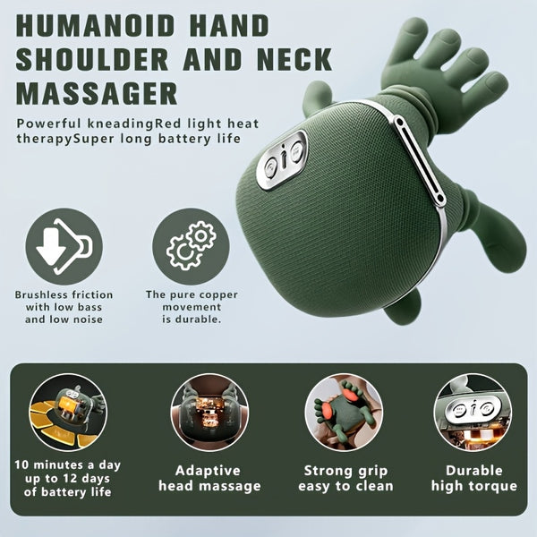 Multi-functional Shoulder And Neck Massager, Full-body Massage Device with Heating Function, Effectively And Relaxes Muscles, Massages Shoulders, Back And Legs, Comfortable Electric Acupoint Massager, USB Charging, Long Battery Life