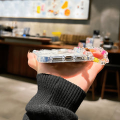 Flower Wavy Clear Phone Case For iPhone 17 16 15 14 13 12 11 Pro Max with Charm