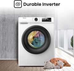 Hisense-Wfqp9014Evm-Freestanding-9 Kg-Front Load Washing Durable Inverter Machine-Steam Wash-Quick Wash-15 Washing Programs-1400 Rpm-White-Energy Rating C