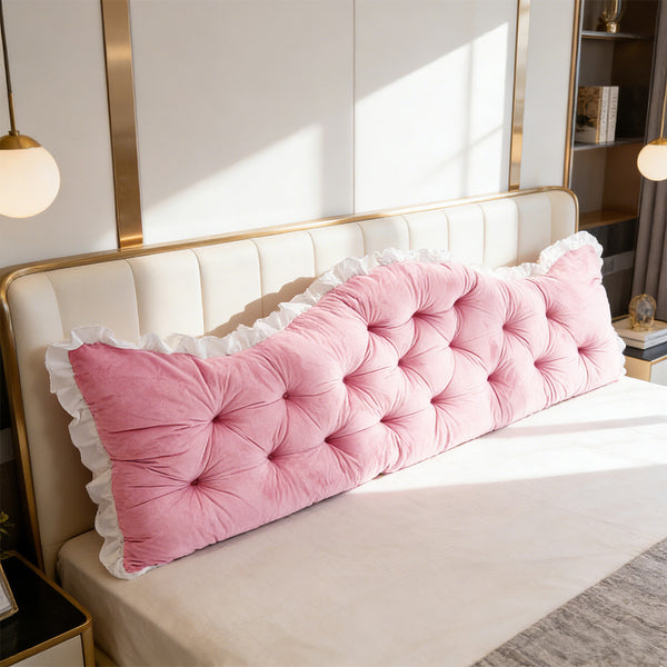 Large Ultra-Soft Comfortable Plush Backrest Pillow, Princess Style Reading Cushion, Neck and Back Support, Luxurious Fashionable Home Style Multifunctional Lace Ruffled Headboard Cushions, Suitable for Bedroom, Living Room, Dorm, Sofa Home Decor, Machine