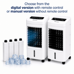 EMtronics 4-in-1 Evaporative Air Cooler, Fan and Humidifier, 3 Speed Settings, 4 Litre Water Tank, Portable 75W with 4 x Ice Packs - White