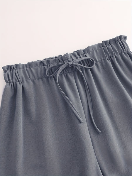 3pcs Set, Standard Size Women'S Long Pants, Wide-Leg Trousers, Solid Color, Casual, Vacation Style