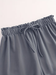 3pcs Set, Standard Size Women'S Long Pants, Wide-Leg Trousers, Solid Color, Casual, Vacation Style