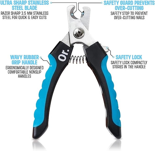Or. Dog Nail Clippers for Large, Medium and Small Breed Professional Pet Nail Clipper Suitable for Cats, Rabbits and Guinea Pigs With Safety Lock and Protective Guard to Avoid Over Cutting