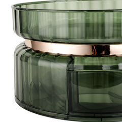Skincare Exclusive Emerald Rotating Storage Box 25*14cm, 360° Desktop Rotating Storage Rack, with Drawer Large Capacity Cosmetic Organizer, Storage Box Suitable for Vanity Dresser Bathroom