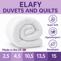 ELAFY All Seasons Duvet – Corvin Material, 4.5 | 10.5 | 13.5 | 15 Tog – Lightweight Summer to Extra Warm Winter Quilt