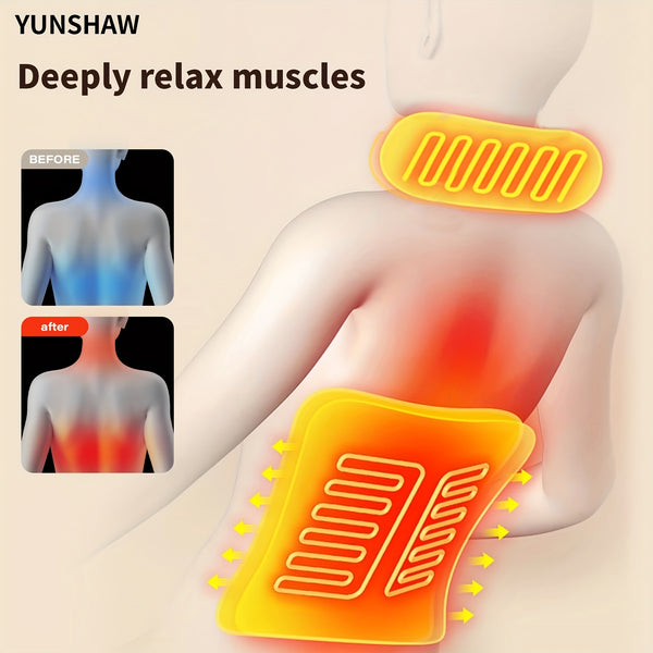 YUNSHAW Complete Body Massage Mat Featuring a Shiatsu Neck Massager, 3D Lumbar Support & Relaxation, Equipped with 10 Vibration Motors to Deeply Soothe Muscles, a Foldable Massage Mattress Suitable for The Neck, Back, Waist, Hips, And Legs, Making It an I