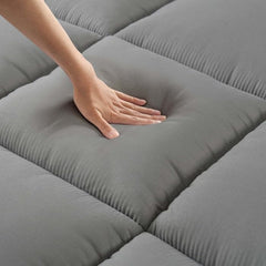 1pc Extra Thick Grey Mattress Topper, Overfilled with 10cm/ 4Inch Microfiber Filling with Deep Pocket, Plush Soft Pillow Top Mattress Topper Anti-Shift & Even Weight Distribution Single/Double/King/Super King All UK Bed Sizes
