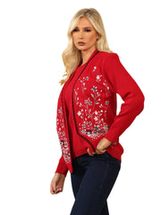 Ladies Twin Set Floral Sweater Womens Knitted Tank Top Cardigan Jumper