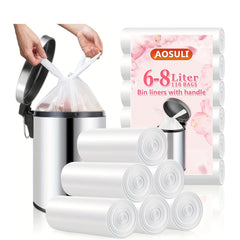 Garbage Bag 6L-8Liter Small Bathroom Foot Garbage Bag (With Handle), Small Garbage Bag, Convenient Car Garbage Bag 110 Transparent And White Inner