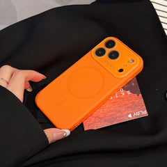 Phone Case - A Premium Minimalist Orange Magnetic Phone Case with Lens Protection, Fingerprint Resistance, And Wireless Charging Support, Designed for The for Iphone 17/16/15/14/13 Pro Max/Plus. This Stylish Business Phone Protector Features Precise