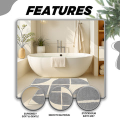 Stockholm Bath Mat with Non-Slip Backing – Super Soft, Water Absorbent, 100% Cotton Blend, Quick-Drying Bathroom Toilet Floor Rug, 50 x 8 cm
