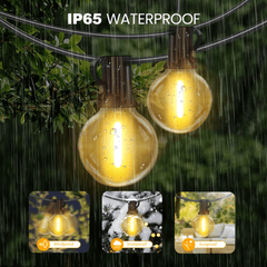 Dimmable Solar Outdoor String Lights - 100ft/60ft/50ft G40 Solar Powered Garden Lights, Remote 3 Timer 8 Modes Waterproof Outside Festoon Lights for Gardens Patios Fences Pergolas