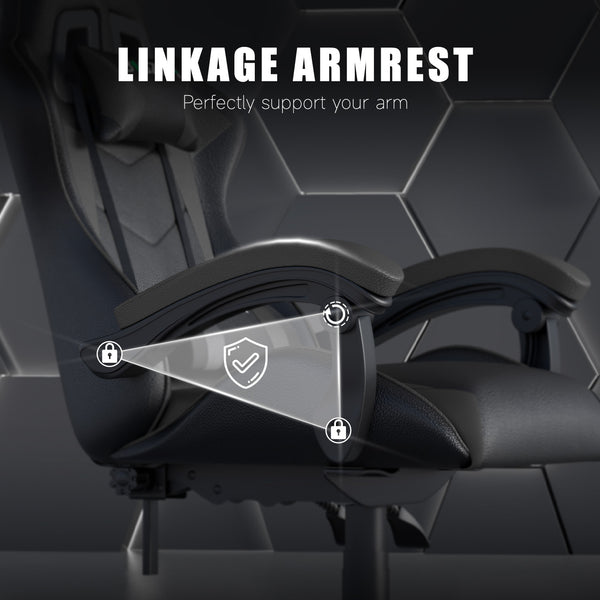 GartistGo Ergonomic Gaming Chair - Gamer Chairs with Lumbar Cushion + Headrest, Height-Adjustable Office & Computer Chair for Adults, Girls, Boys (Without footrest)