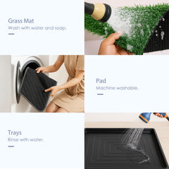 20 x 16 inch Dog Toilet Tray with Artificial Grass – Reusable Dog Litter Tray for Puppies and Small Dogs, Portable Potty with Drainage System for Flat or Home Use Indoor