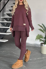 Casual fashion sets - fleece two-piece set, long-sleeved top and pants, available in various colors, casual suits, trendy fashion, suitable for wearing at home in autumn and winter, Women's long pants set, home clothing, autumn fashion, unique two-pi