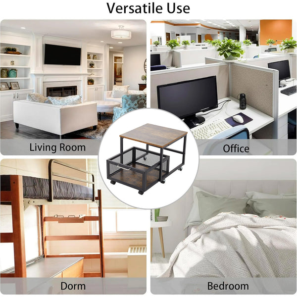 1pc Mini Fridge Stand with Storage, 50x50x42.3cm Mobile Refrigerator Stand with Lockable Wheels & Basket, Portable Cart for Kitchen Office - Perfect Home Upgrade